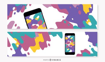 Banners de web de celular colorido