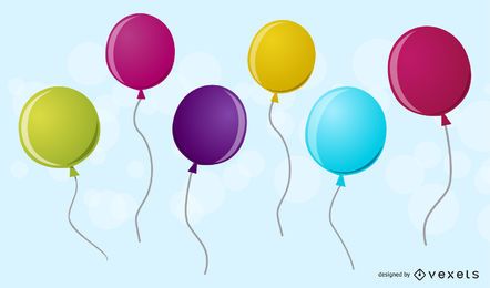 Sechs 3D-Ballons Sechs 3D-Ballons