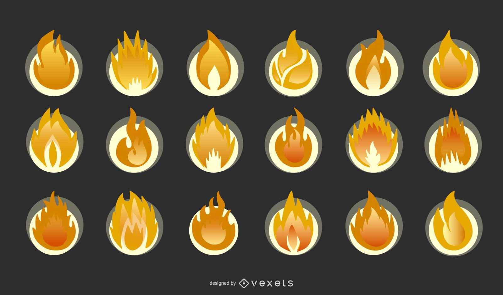 Coleção de ícones do elemento fogo
