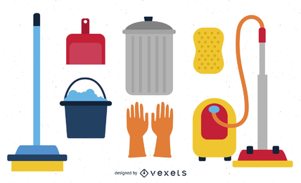 Household item and cleaning supply icon set Vector Image