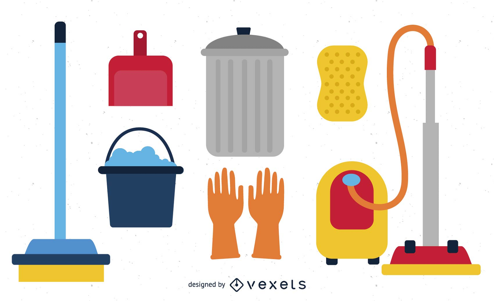 Cleaning supplies icon set