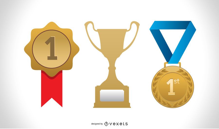 Conjunto de vectores de iconos de medalla de oro Conjunto de vectores de iconos de medalla de oro