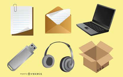 Vector conjunto de iconos 3D