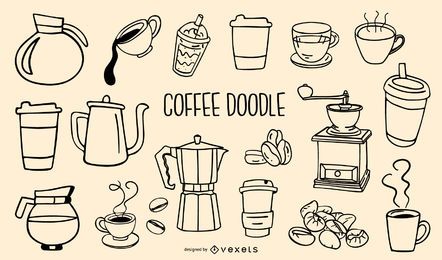 Coleção de rabiscos de café