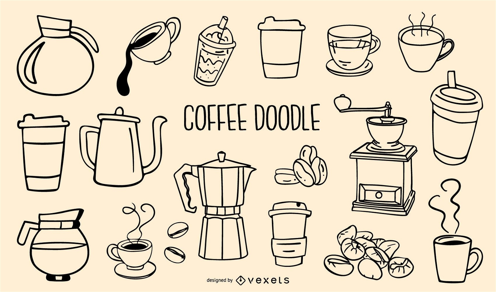 Coffee doodles collection