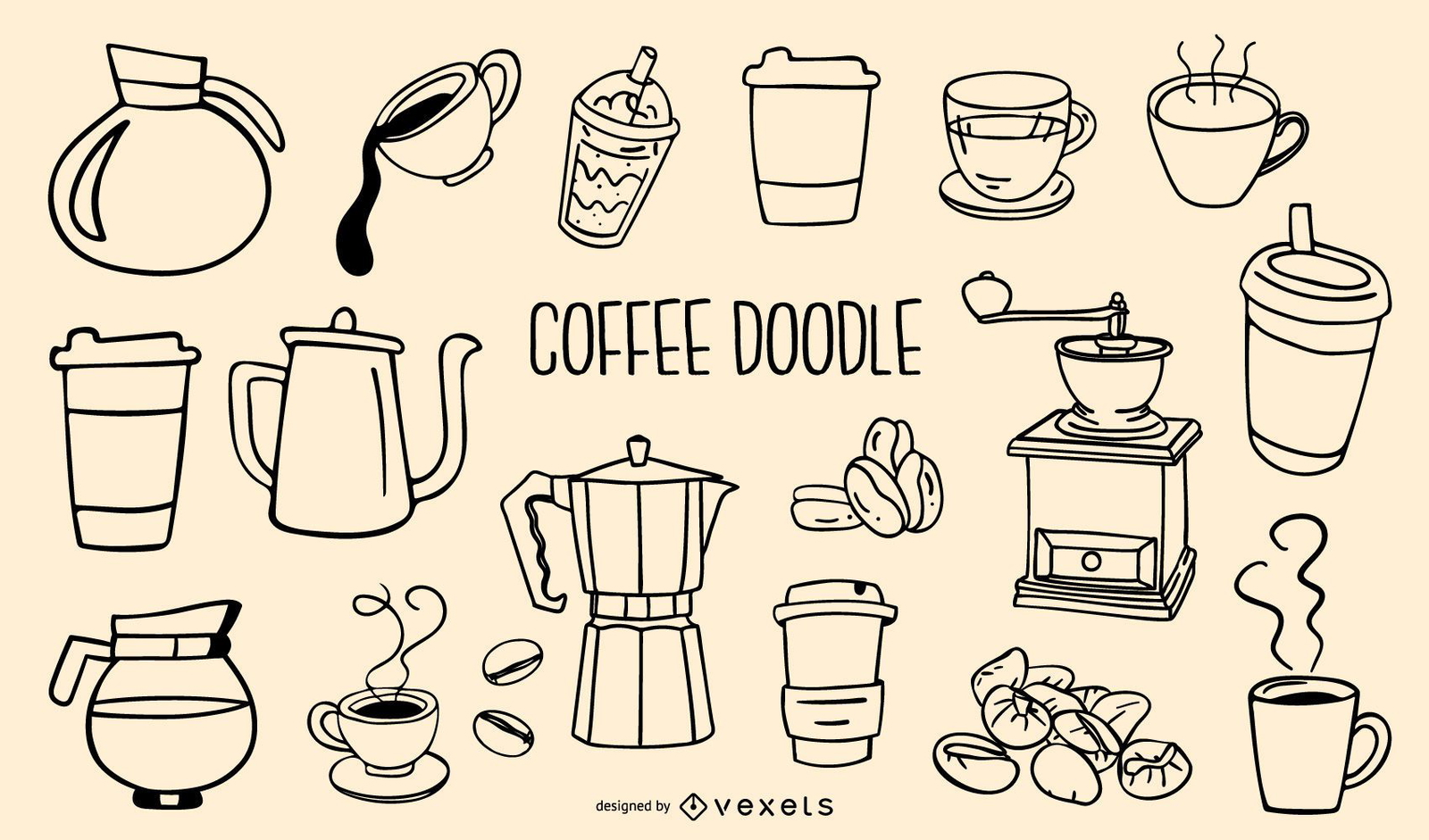 Coffee doodles collection