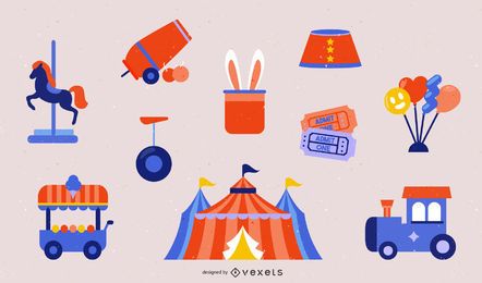 Playground circus icon set