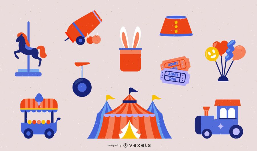 Playground circus icon set Playground circus icon set