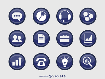 Business Icons in 3D und in Abzeichenform