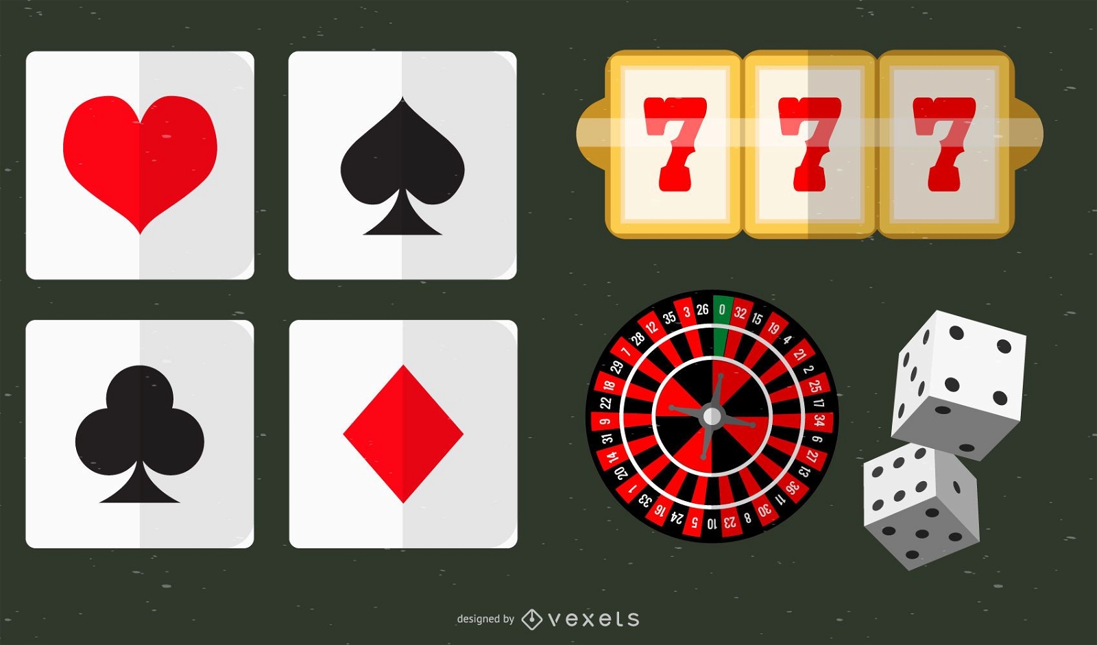 Casino elements icon set
