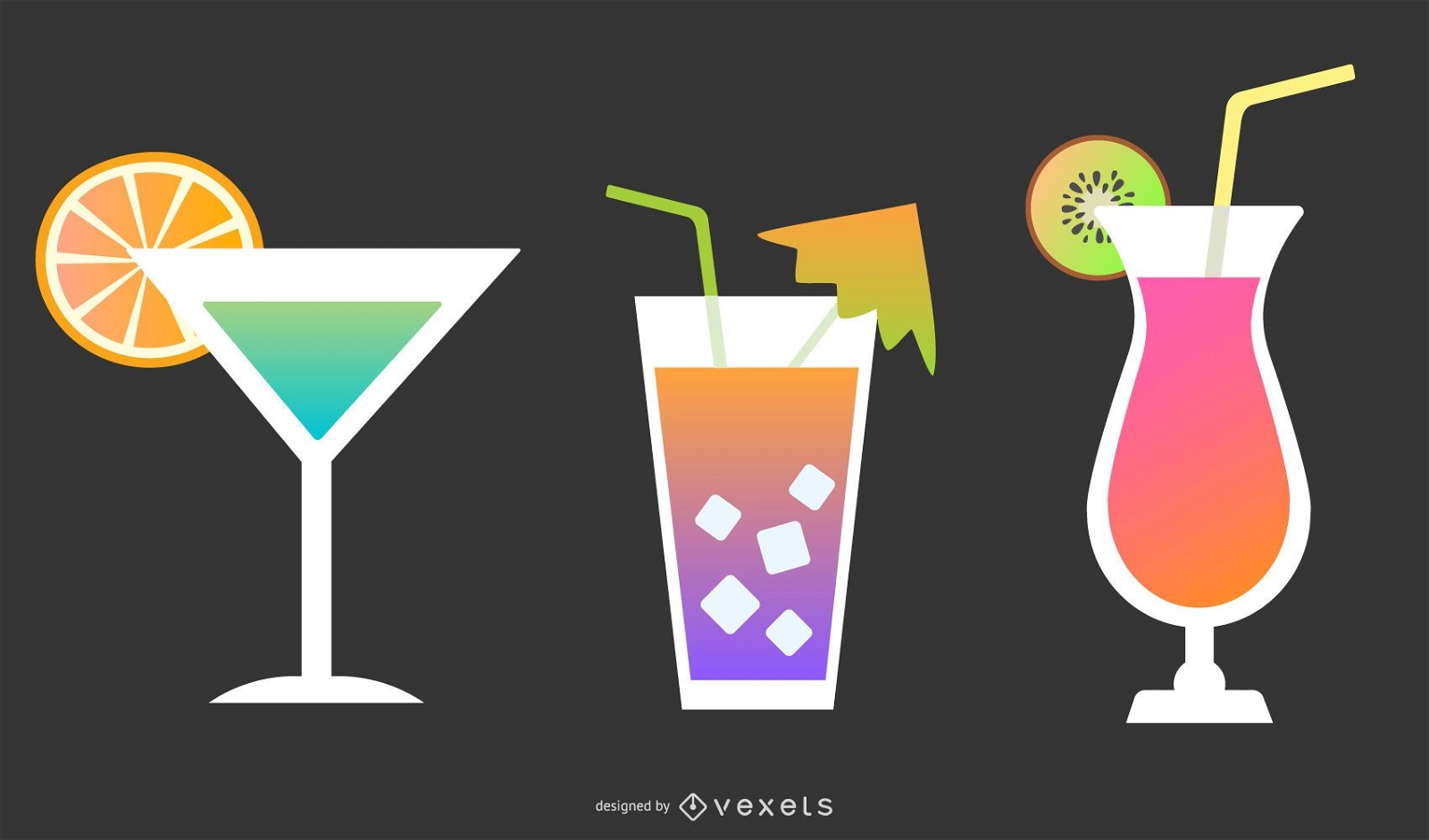 Conjunto de iconos de bebidas coloridas