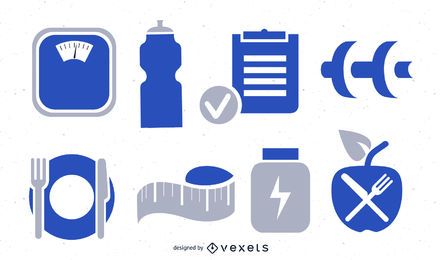 Fitness and exercise icon collection Fitness and exercise icon collection