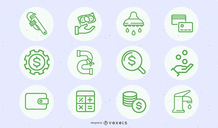 Green business and building icon set Green business and building icon set