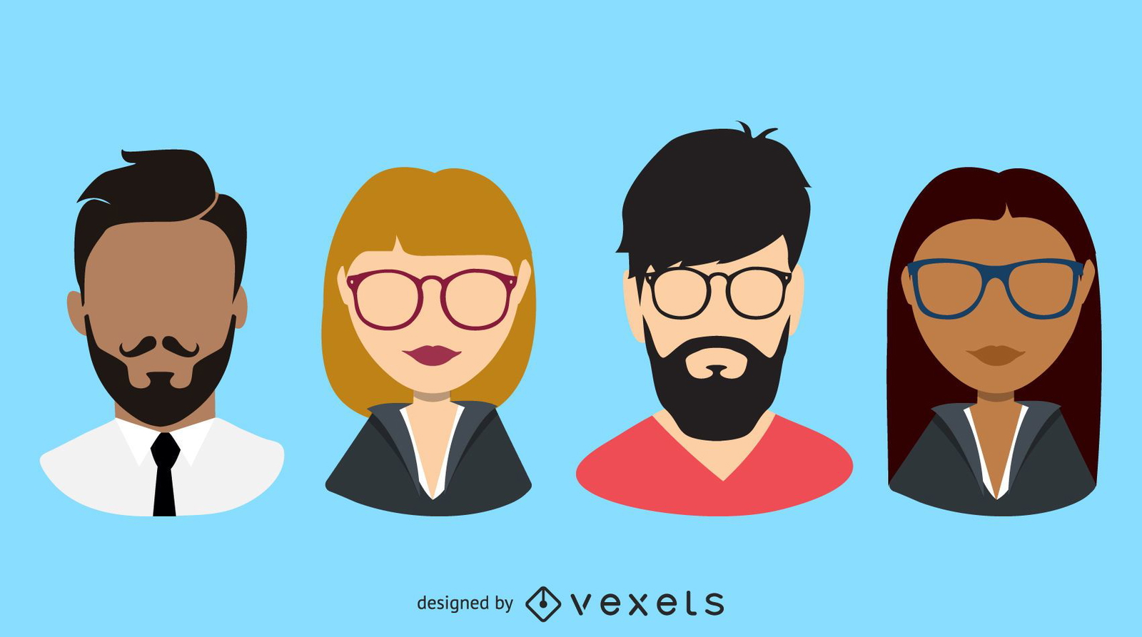 Flat Design Business People Avatar Set