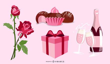 Valentines elements vector set Valentines elements vector set