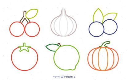 Obstgemüse Icons Sammlung