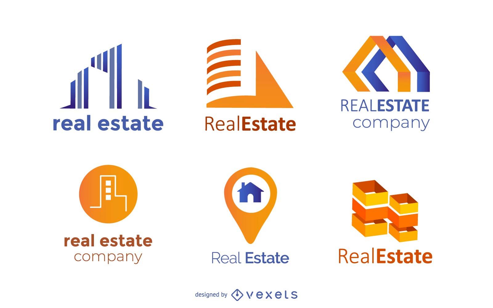 Conjunto de iconos de logotipo de bienes raíces