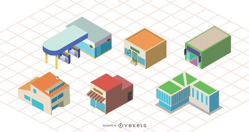 Shop Building Icon set design