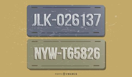 Vintage License Plates Design Set Vintage License Plates Design Set