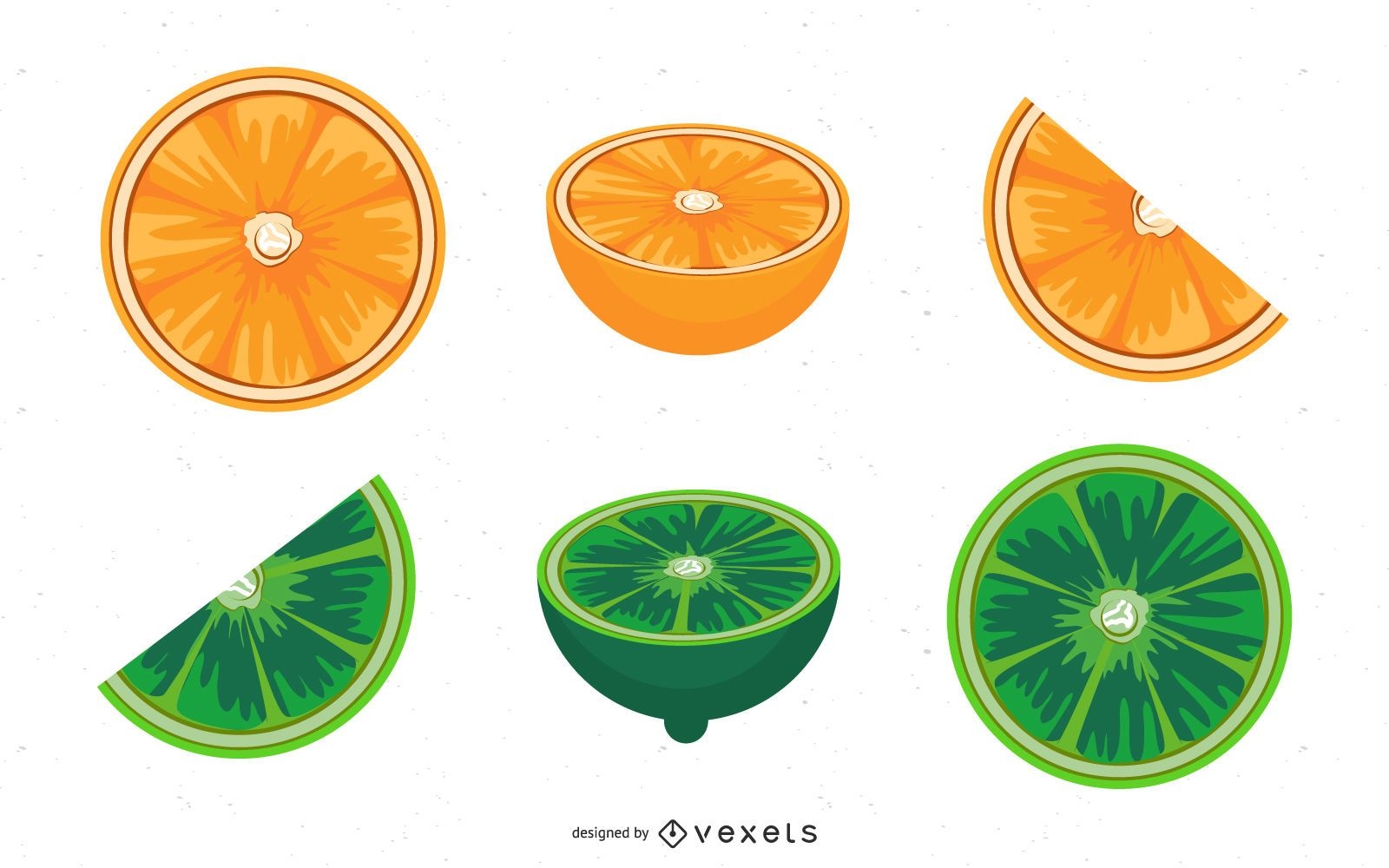 Conjunto de vetores de laranja e limão