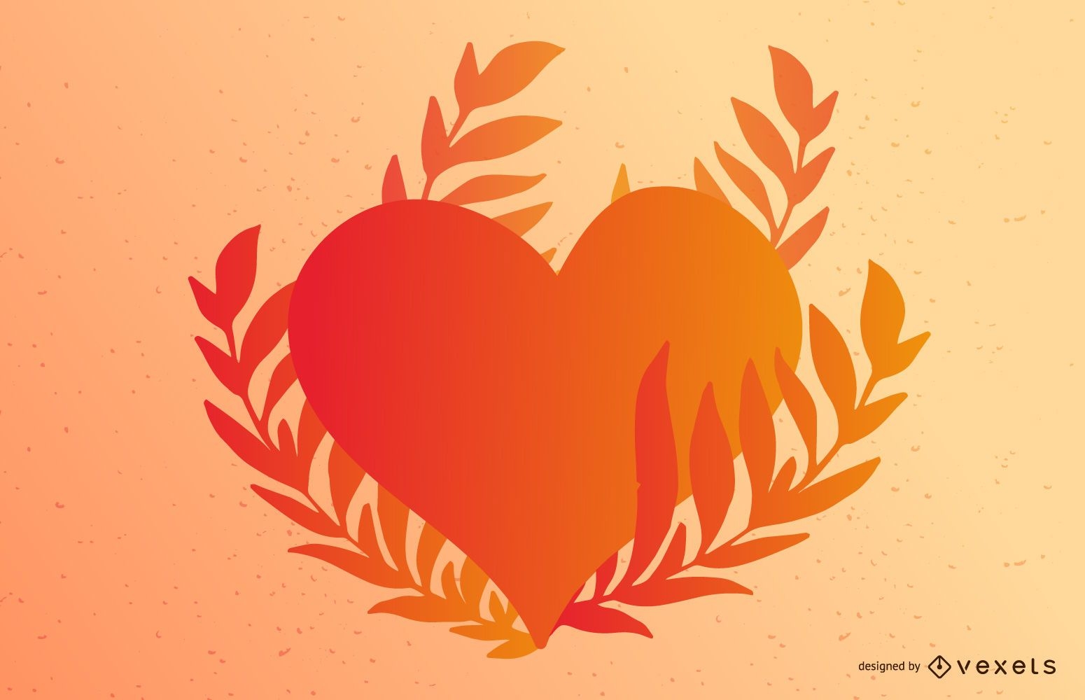 Heart and leaves illustration
