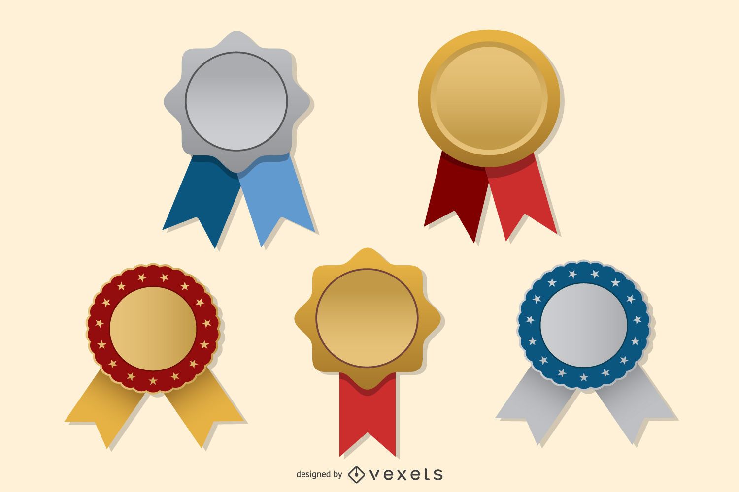 Establecer Premios Trofeos Medallas Ilustración Vectorial De