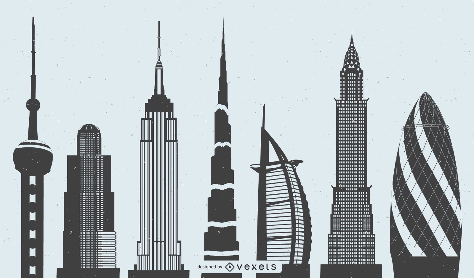 Vector edificios de gran altura mundialmente famosos