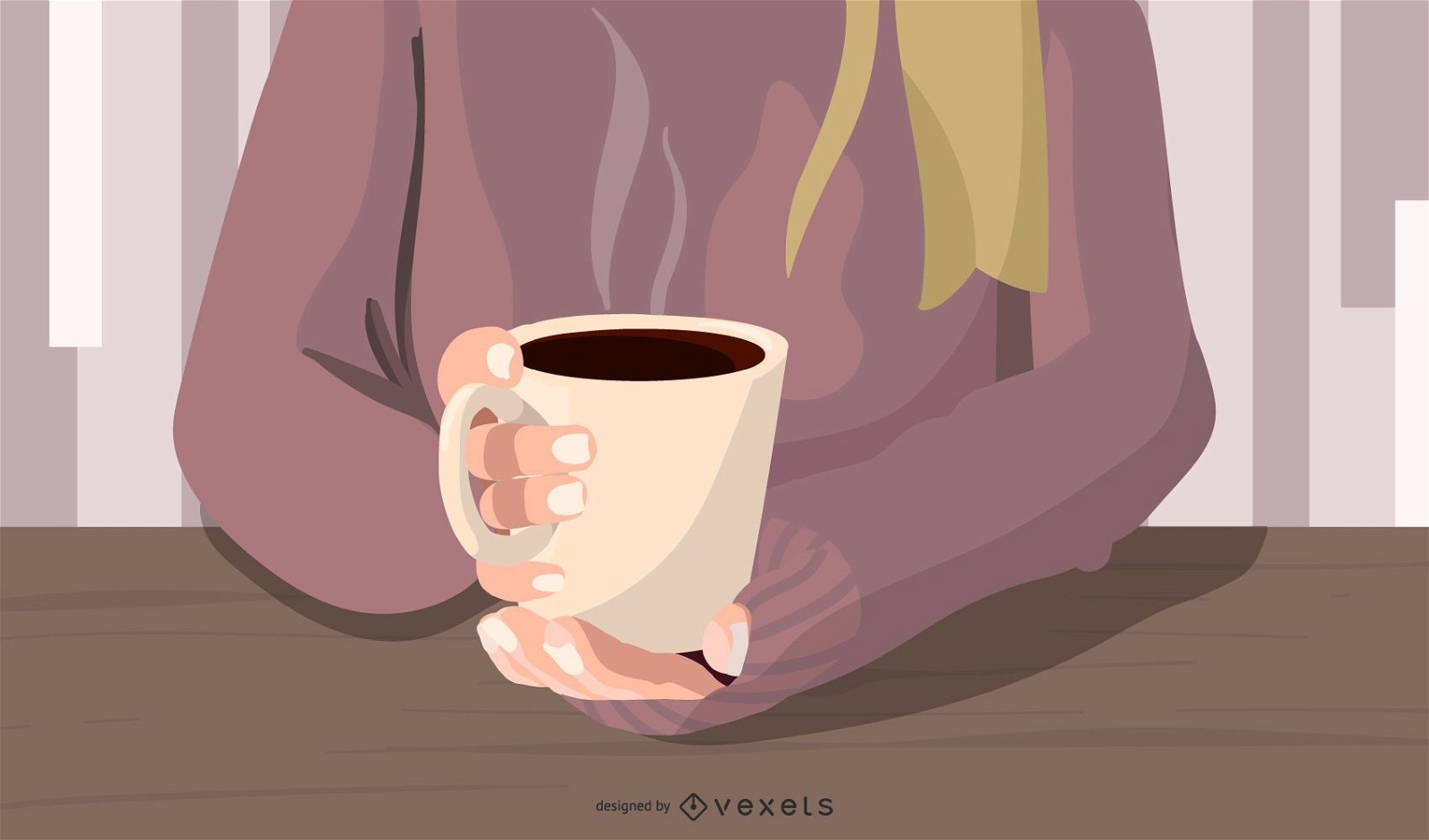 Ilustración de mujer bebiendo café