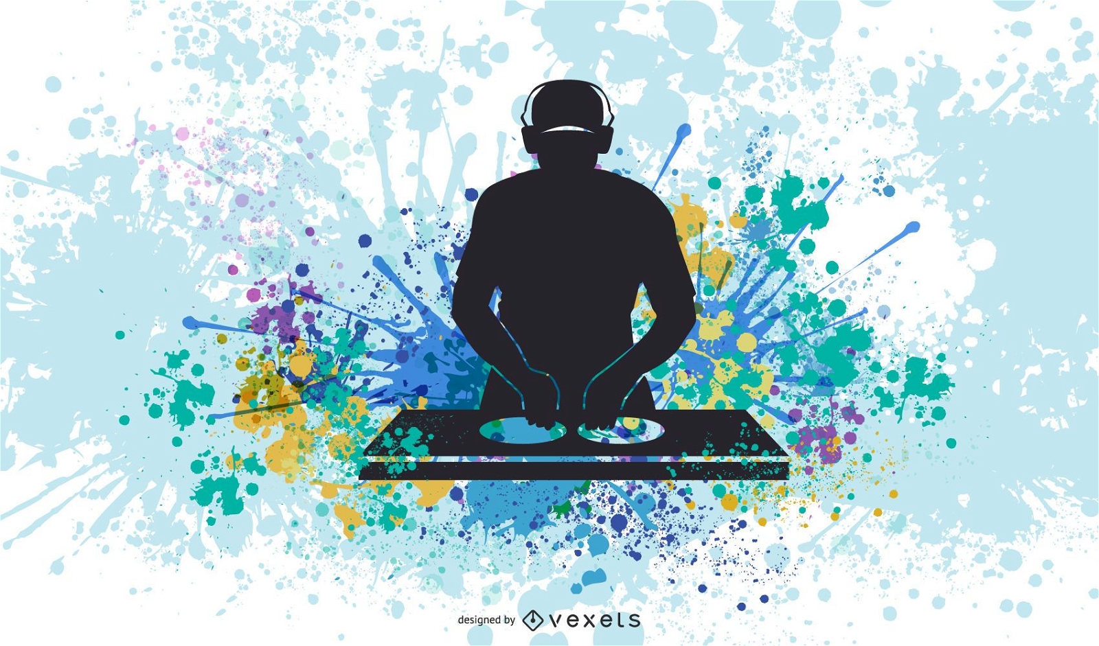 DJ-Ausrüstung und DJ-Musik-Vektor