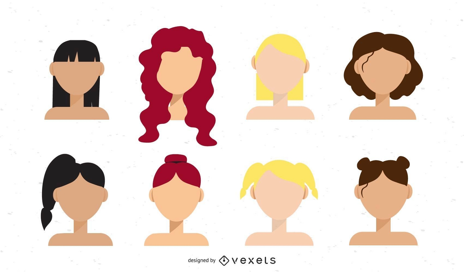 girl hairstyles illustration set