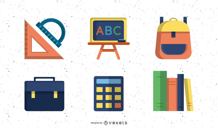 Livros e material escolar conjunto de ícones Livros e material escolar conjunto de ícones