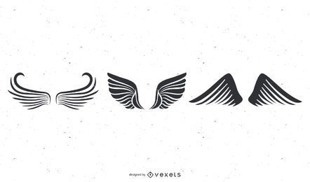 wings black illustration set