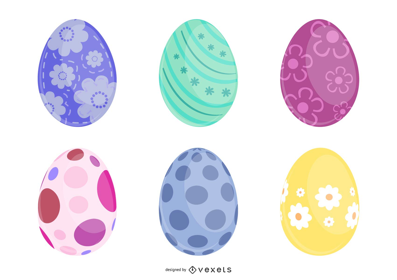 6 beautiful Easter decorated eggs