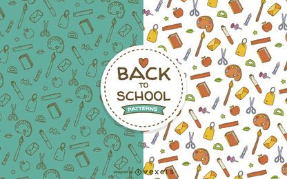 School elements seamless pattern