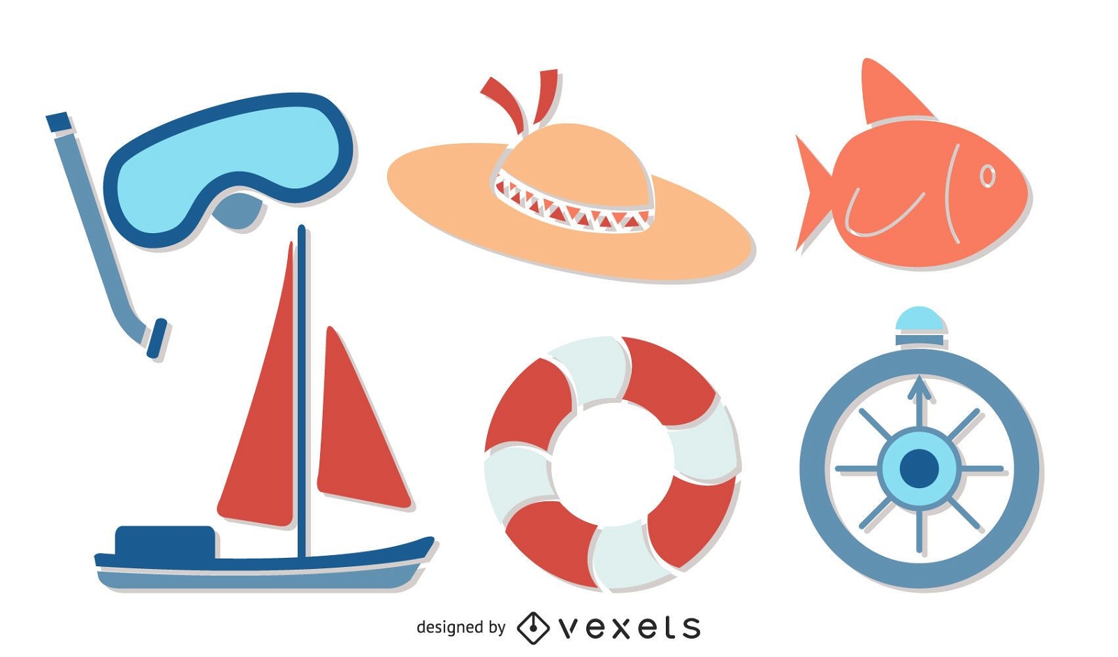 summer sailing illustration set