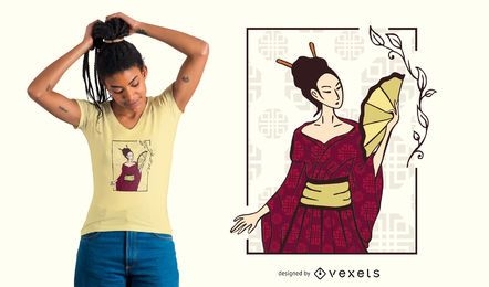 Diseño de camiseta de mujer geisha