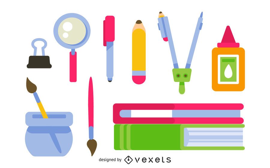 School Supplies Flat Design Pack School Supplies Flat Design Pack