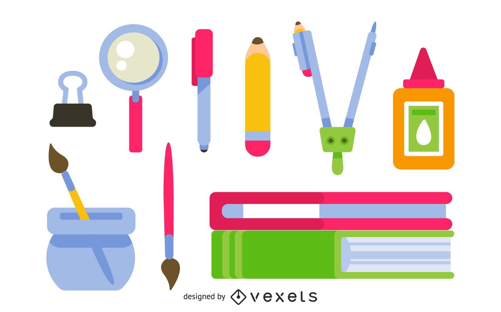 Students School Supplies Vector Material - Vector Download