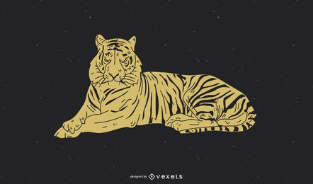Desenho de ilustração de tigre em repouso