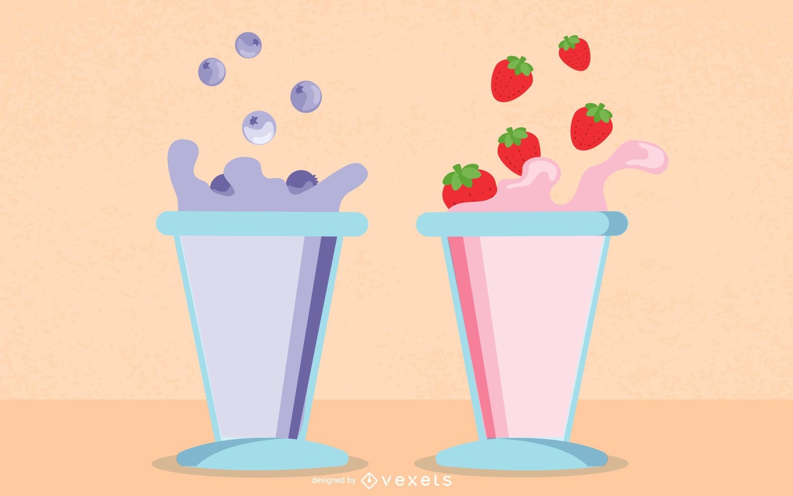 Desenho de ilustração de milkshakes de frutas