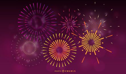 Vetor de efeito de fogos de artifício coloridos