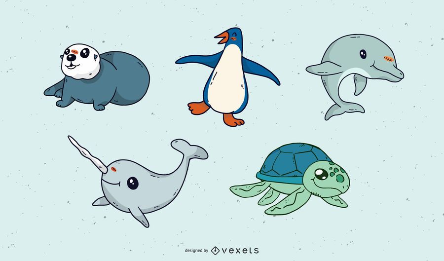Vector lindo de animales marinos Vector lindo de animales marinos