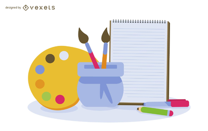 Suministros de pintura y papeleria vectorial Suministros de pintura y papeleria vectorial