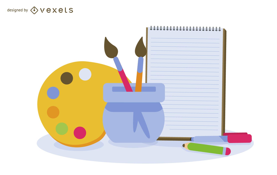 Suministros de pintura y papeleria vectorial Suministros de pintura y papeleria vectorial