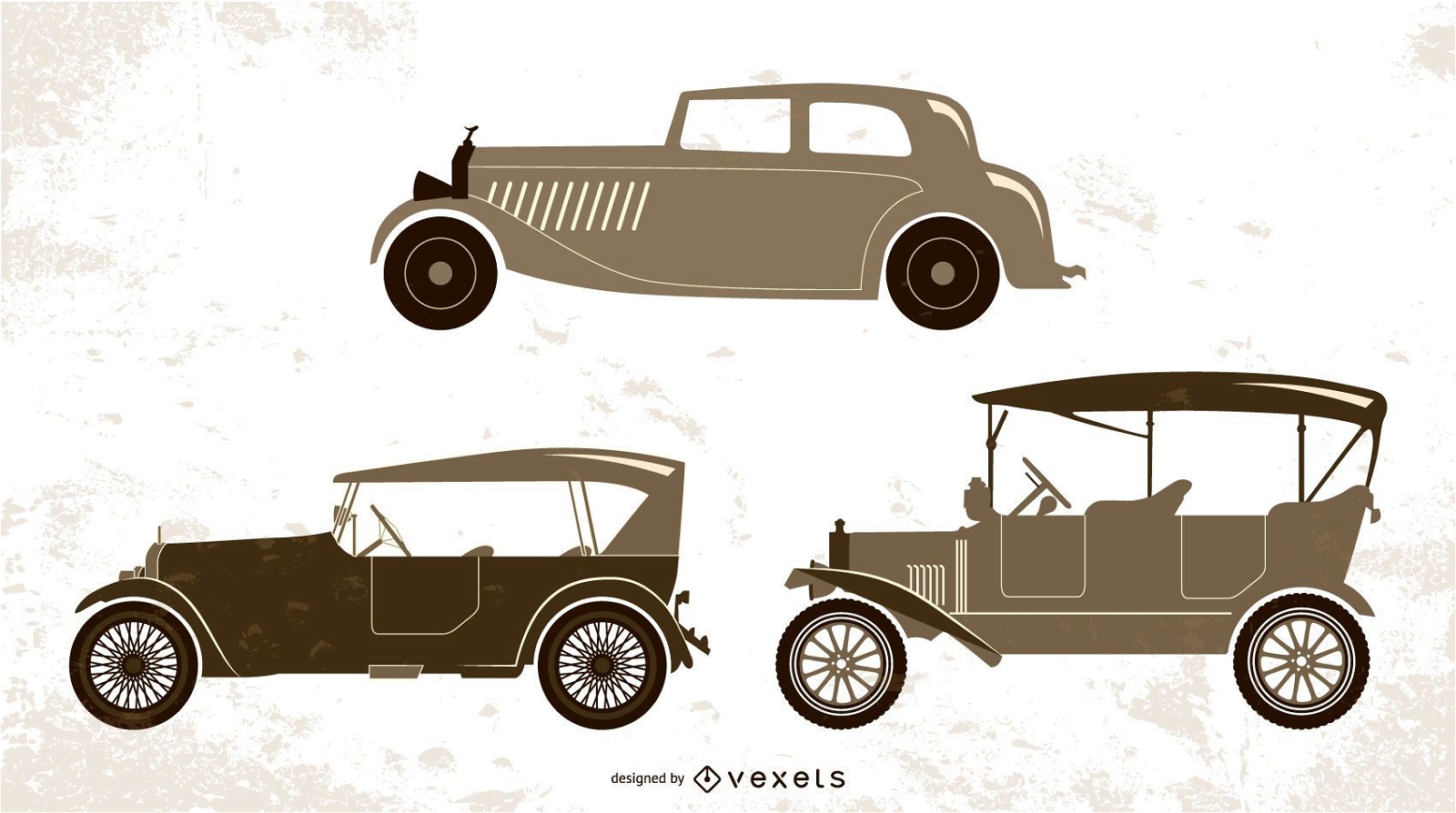 vintage cars illustration set