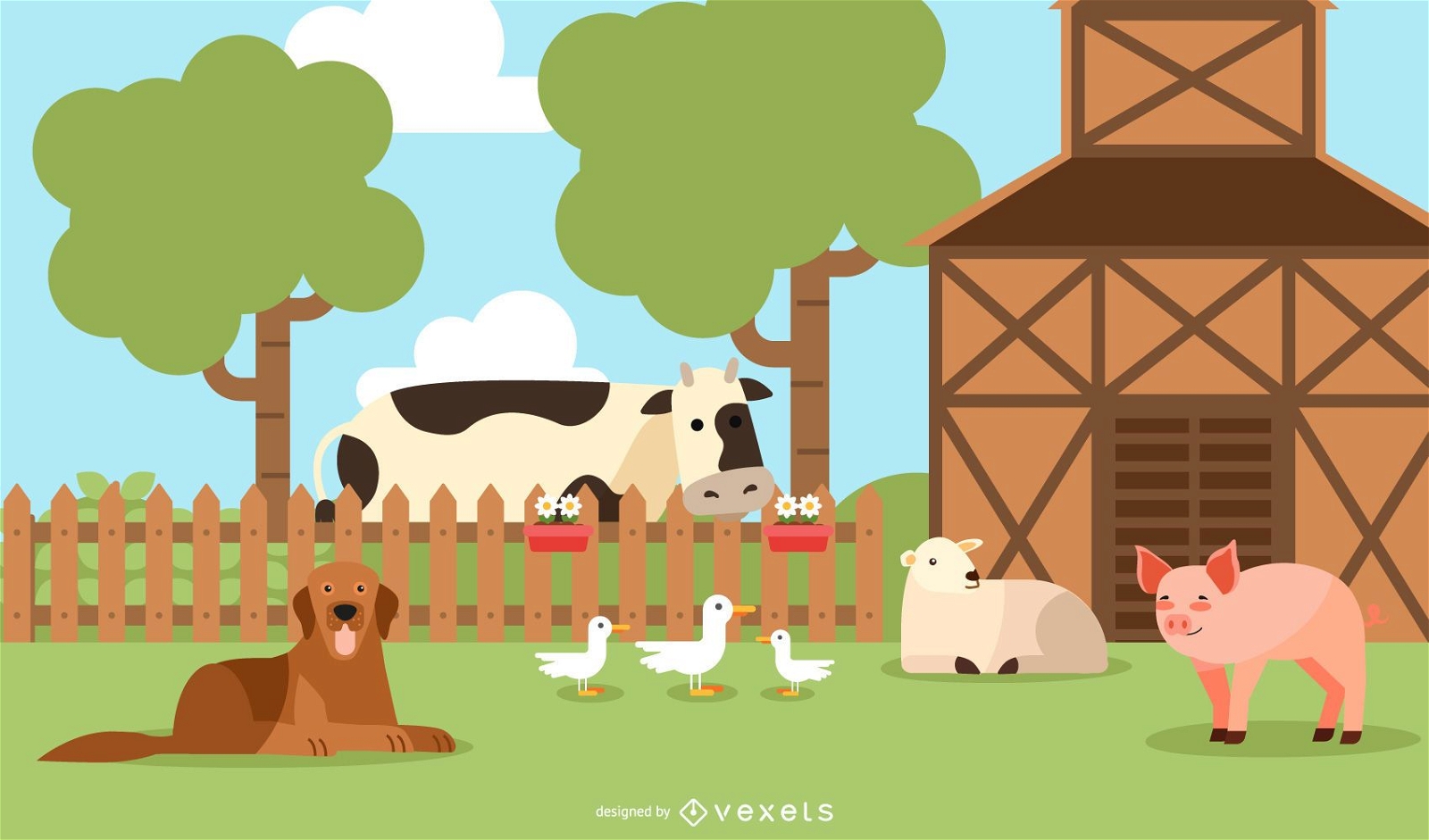Farm animals illustration design