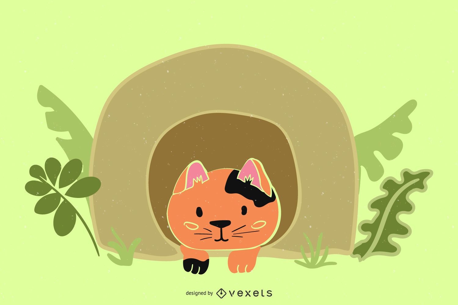Katze in einer Höhle