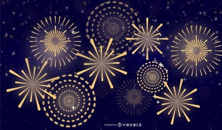 Vector 5 Brilliant Fireworks Fireworks