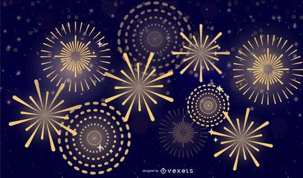 Vektor 5 Brilliant Fireworks Feuerwerk