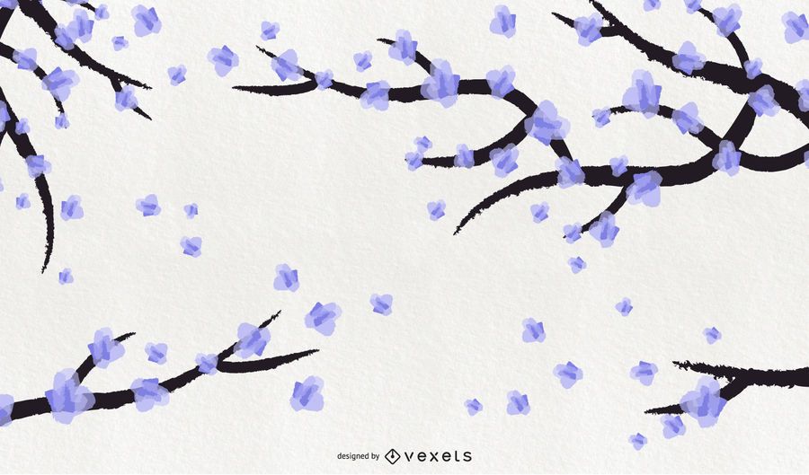 Watercolor blue cherry blossom background Watercolor blue cherry blossom background